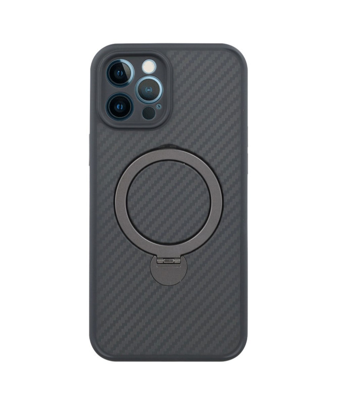 Coque iPhone 12 Pro MagSafe à Fibre de Carbone et Anneau Multifonction