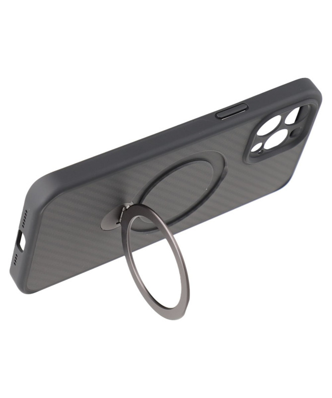 Coque iPhone 12 Pro MagSafe à Fibre de Carbone et Anneau Multifonction