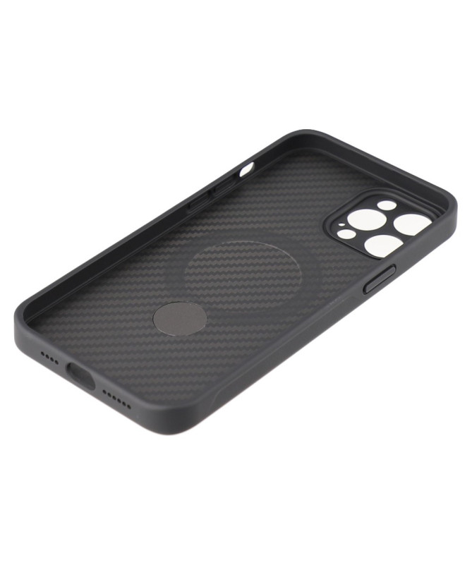 Coque iPhone 12 Pro MagSafe à Fibre de Carbone et Anneau Multifonction