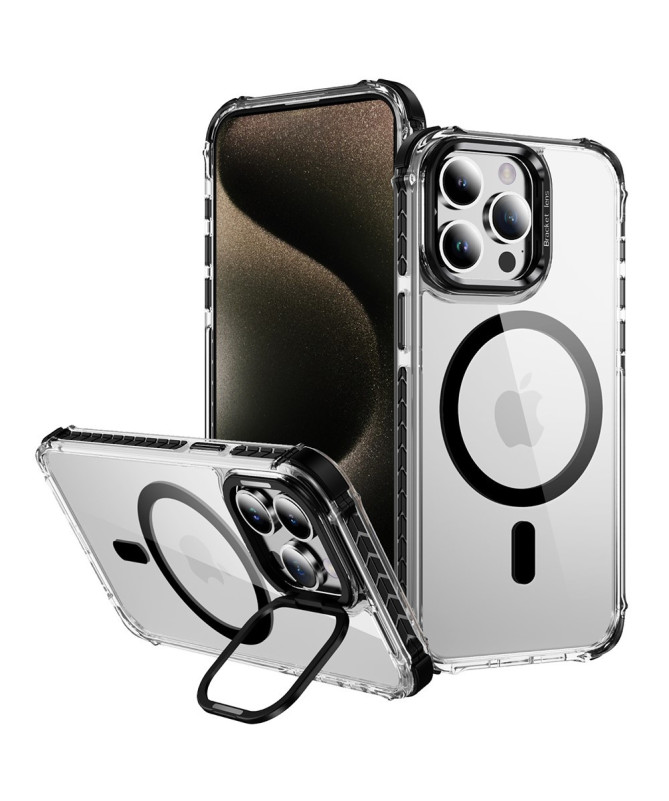 Coque iPhone 12 / 12 Pro Transparente MagSafe avec Support Métal