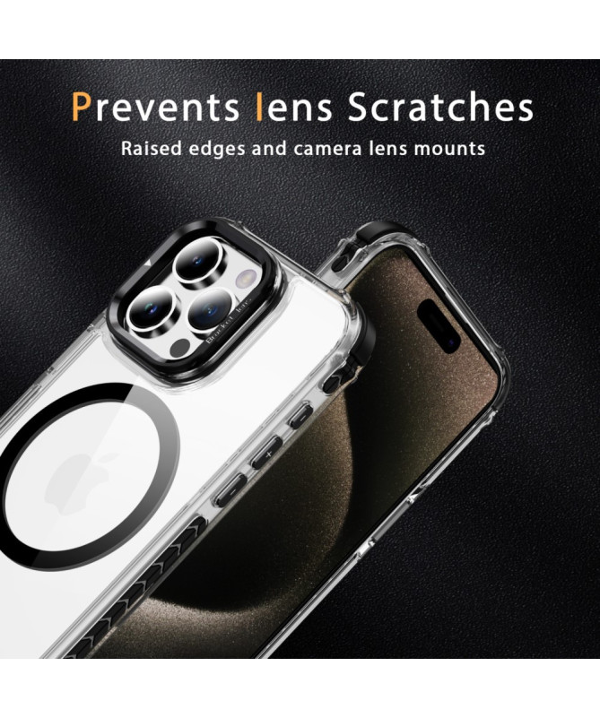 Coque iPhone 12 / 12 Pro Transparente MagSafe avec Support Métal