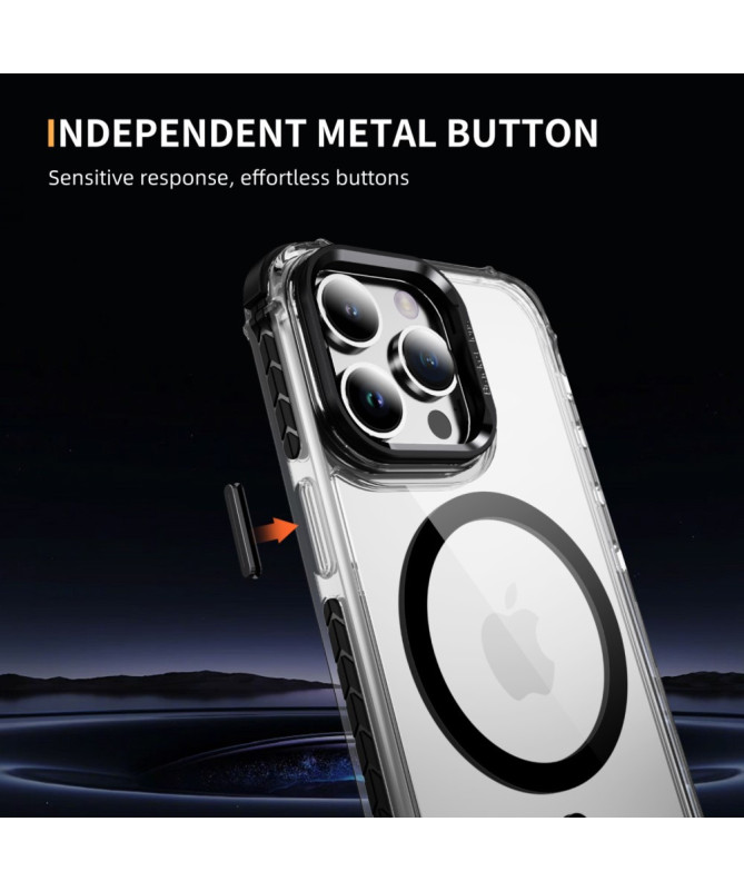 Coque iPhone 12 / 12 Pro Transparente MagSafe avec Support Métal