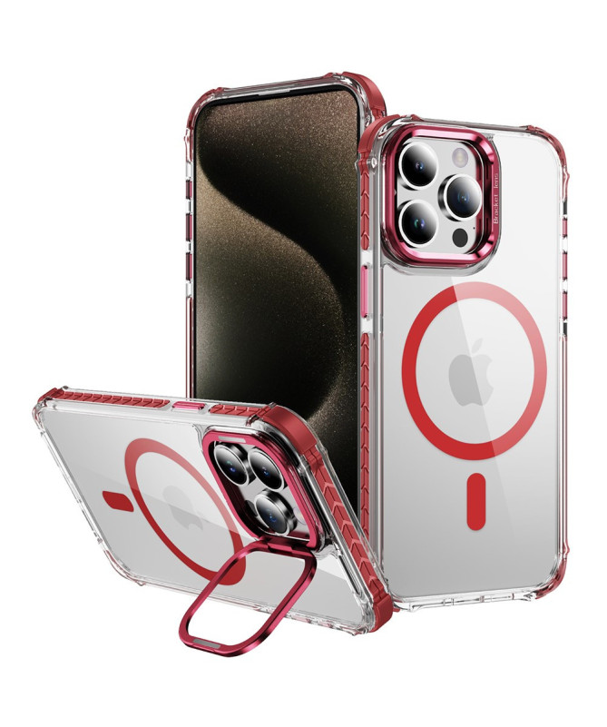 Coque iPhone 12 / 12 Pro Transparente MagSafe avec Support Métal