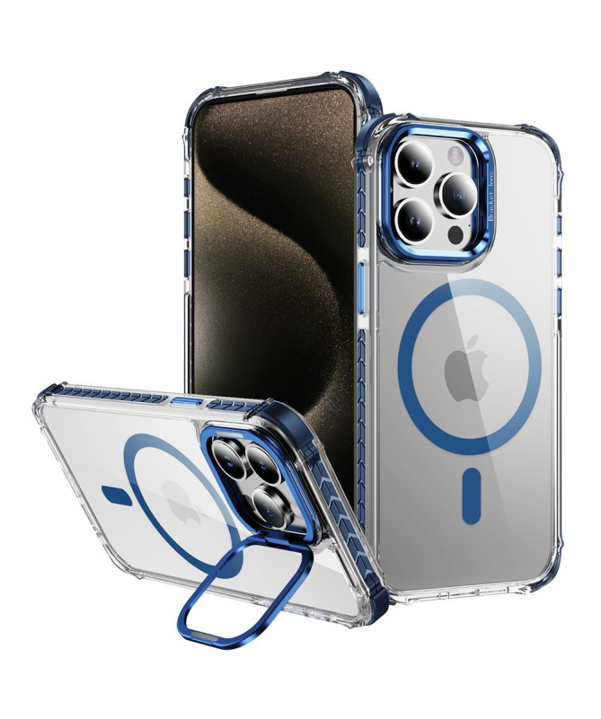 Coque iPhone 12 / 12 Pro Transparente MagSafe avec Support Métal
