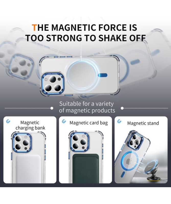Coque iPhone 12 / 12 Pro Transparente MagSafe avec Support Métal