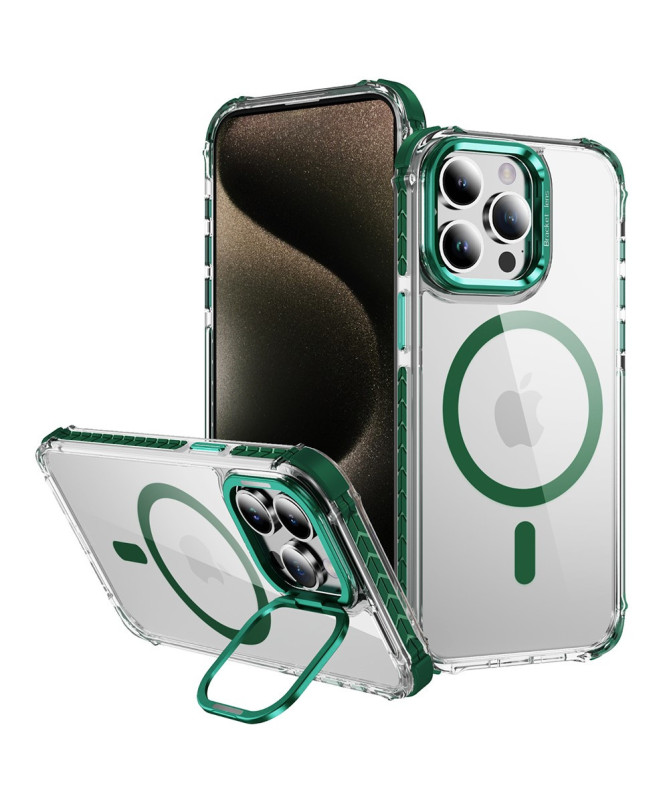 Coque iPhone 12 / 12 Pro Transparente MagSafe avec Support Métal