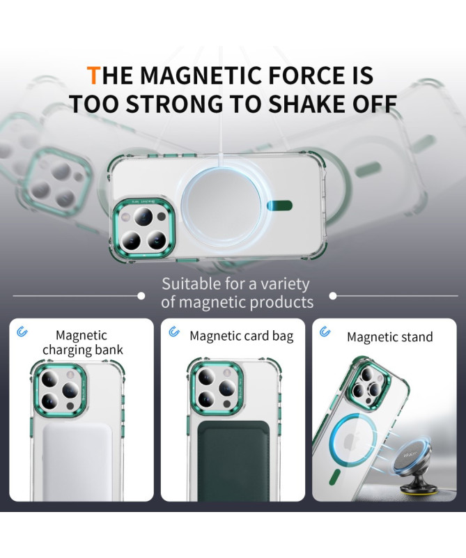 Coque iPhone 12 / 12 Pro Transparente MagSafe avec Support Métal