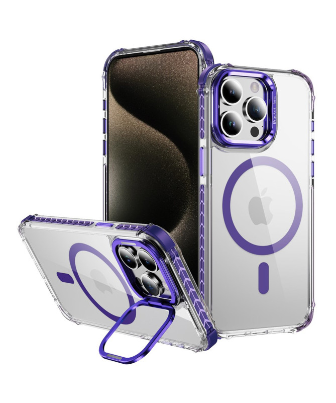 Coque iPhone 12 / 12 Pro Transparente MagSafe avec Support Métal