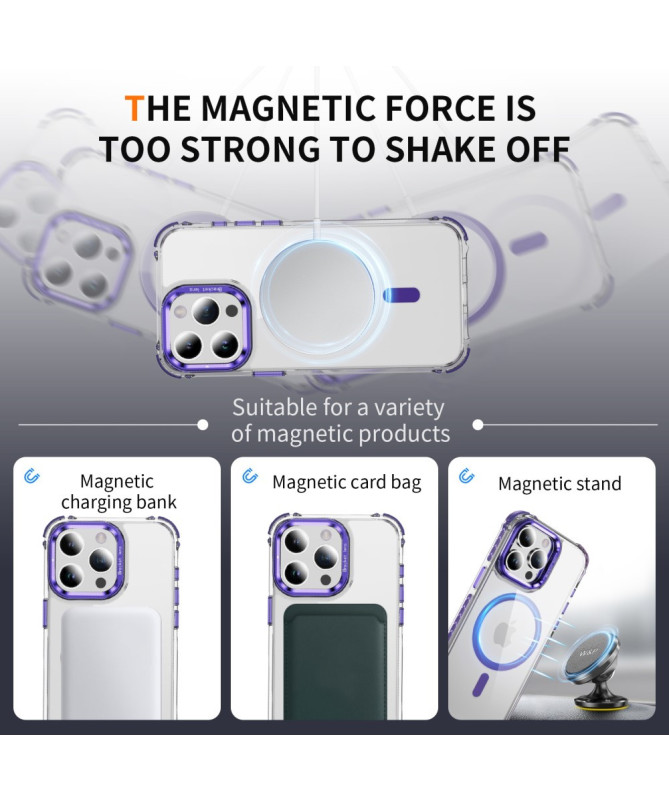 Coque iPhone 12 / 12 Pro Transparente MagSafe avec Support Métal
