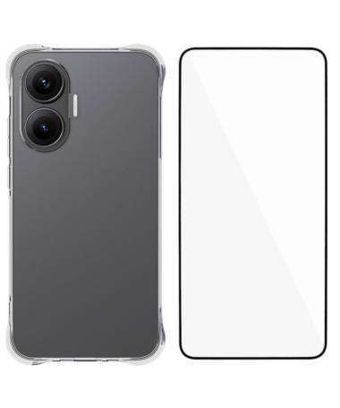 Pack Poco F7 Coque Transparente + Verre Trempé