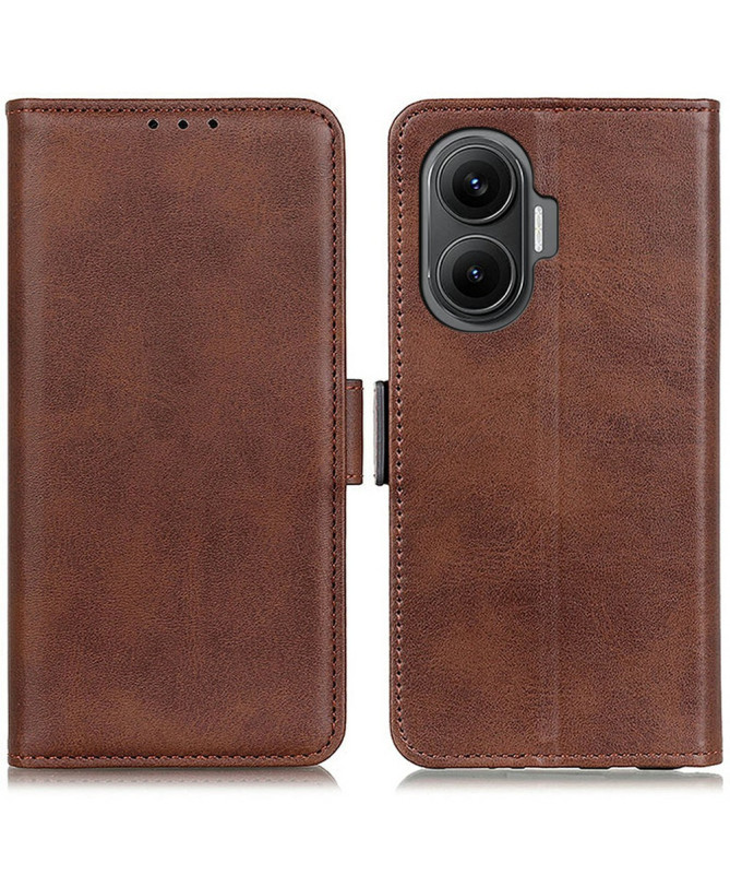 Étui Poco F7 portefeuille revêtement simili cuir mat