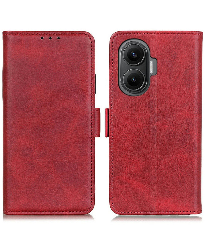 Étui Poco F7 portefeuille revêtement simili cuir mat