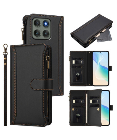 Housse Motorola Edge 60 Pro portefeuille zippée 9 cartes et support Noir - photo 8