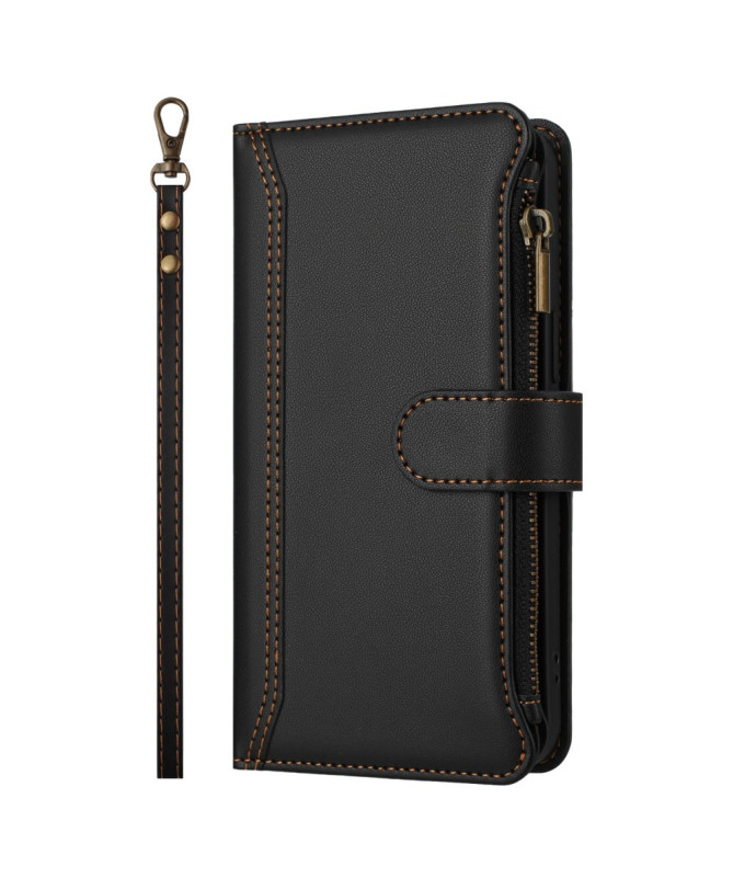 Housse Motorola Edge 60 Pro portefeuille zippée 9 cartes et support
