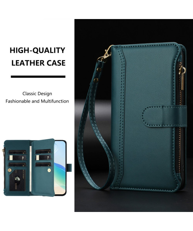 Housse Motorola Edge 60 Pro portefeuille zippée 9 cartes et support