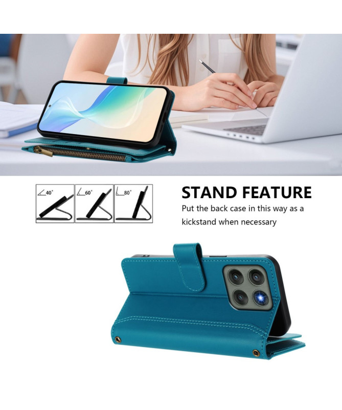Housse Motorola Edge 60 Pro portefeuille zippée 9 cartes et support