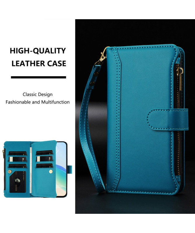 Housse Motorola Edge 60 Pro portefeuille zippée 9 cartes et support