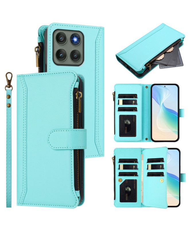 Housse Motorola Edge 60 Pro portefeuille zippée 9 cartes et support