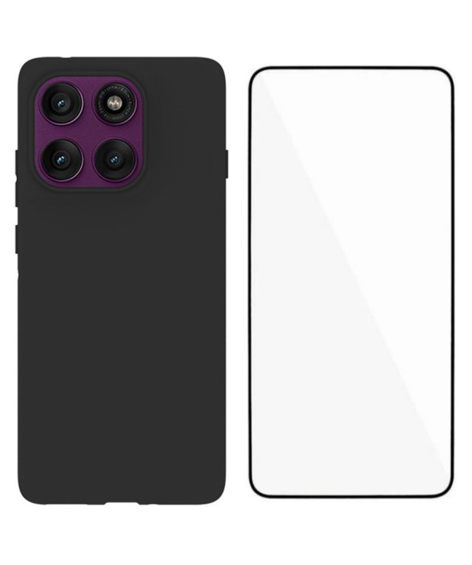 Motorola Edge 60 Pro | Coque Noire Mat avec Verre Trempé
