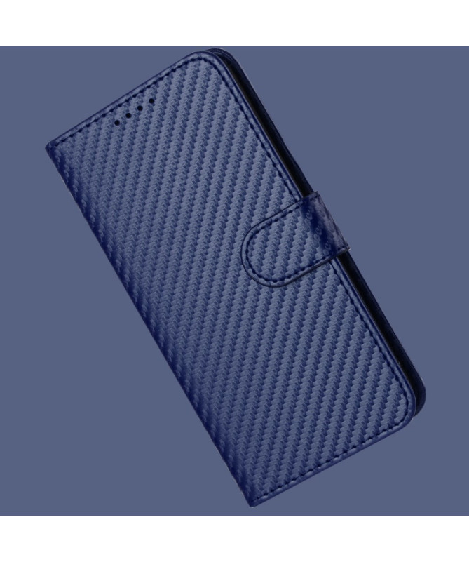 Housse Realme 14 Pro Plus 5G Carbone Fonction Portefeuille avec Lanièr