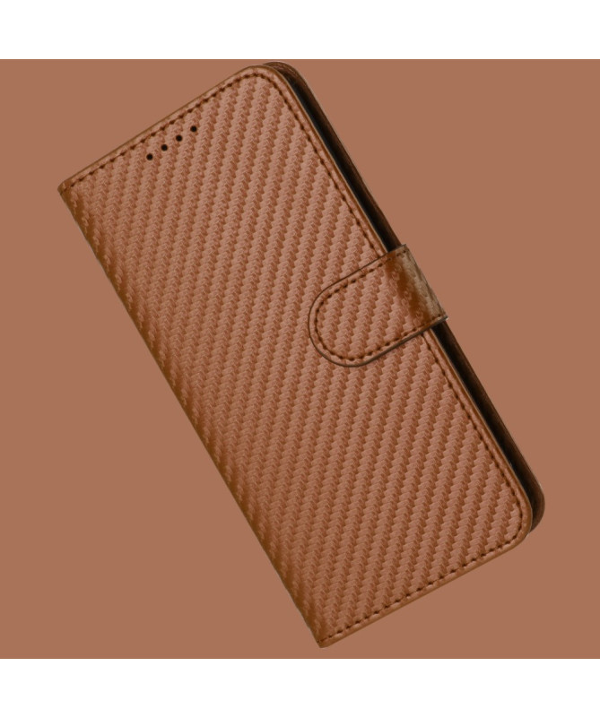 Housse Realme 14 Pro Plus 5G Carbone Fonction Portefeuille avec Lanièr