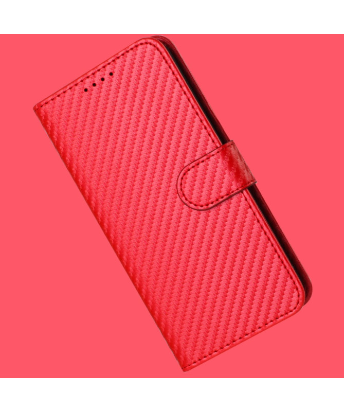 Housse Realme 14 Pro Plus 5G Carbone Fonction Portefeuille avec Lanièr