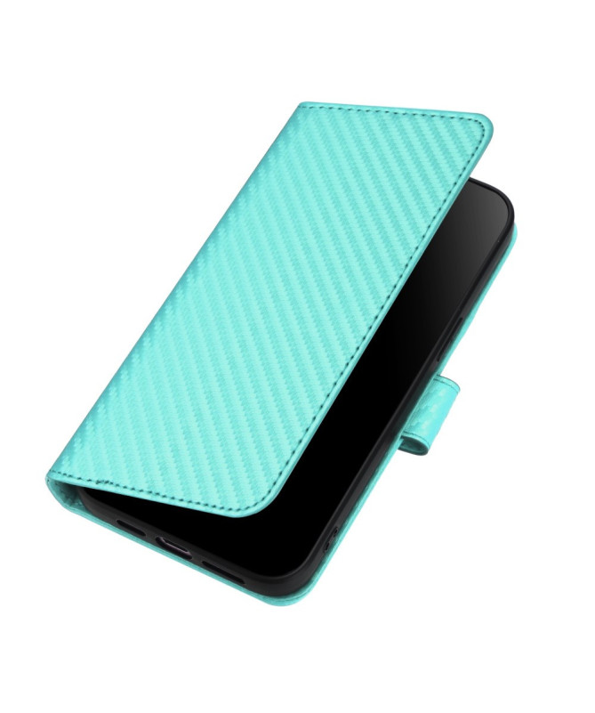 Housse Realme 14 Pro Plus 5G Carbone Fonction Portefeuille avec Lanièr