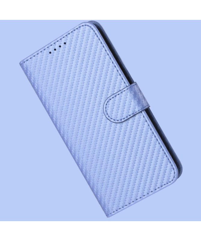 Housse Realme 14 Pro Plus 5G Carbone Fonction Portefeuille avec Lanièr