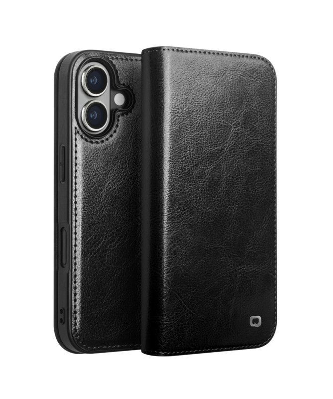 Housse iPhone 16 Plus fait main en cuir véritable