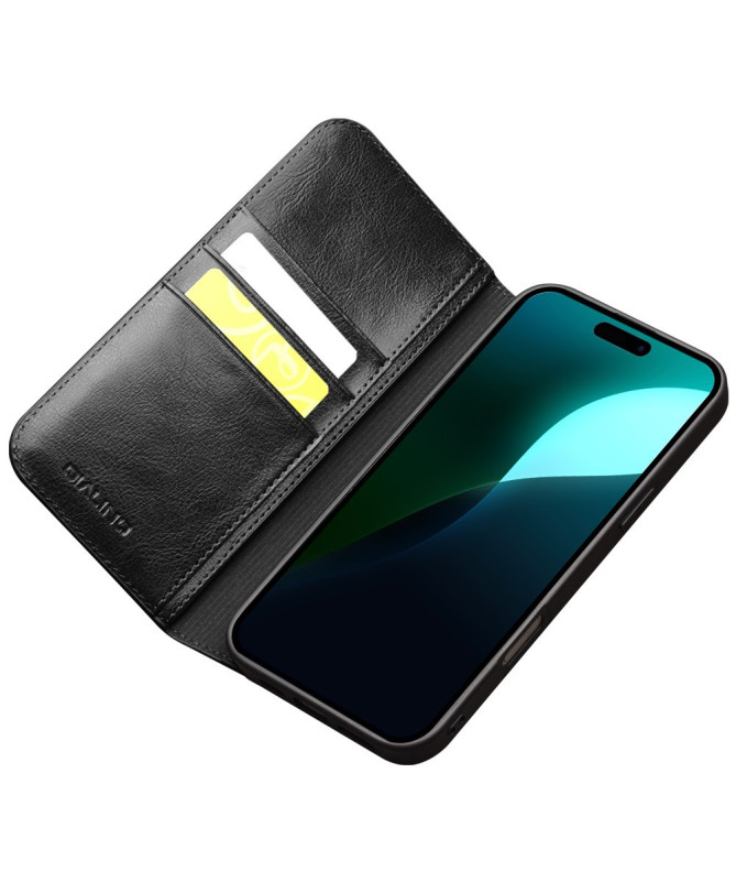 Housse iPhone 16 Plus fait main en cuir véritable