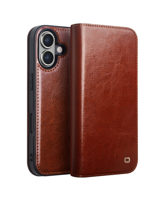 Housse iPhone 16 Plus fait main en cuir véritable