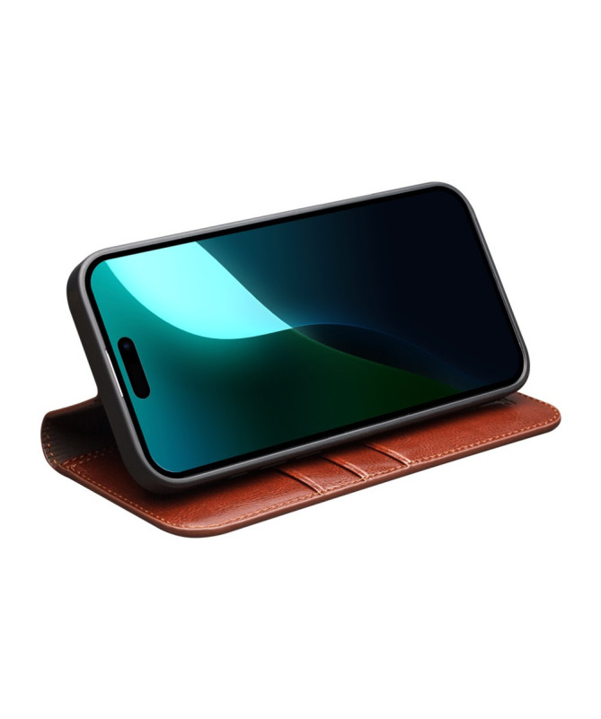Housse iPhone 16 Plus fait main en cuir véritable