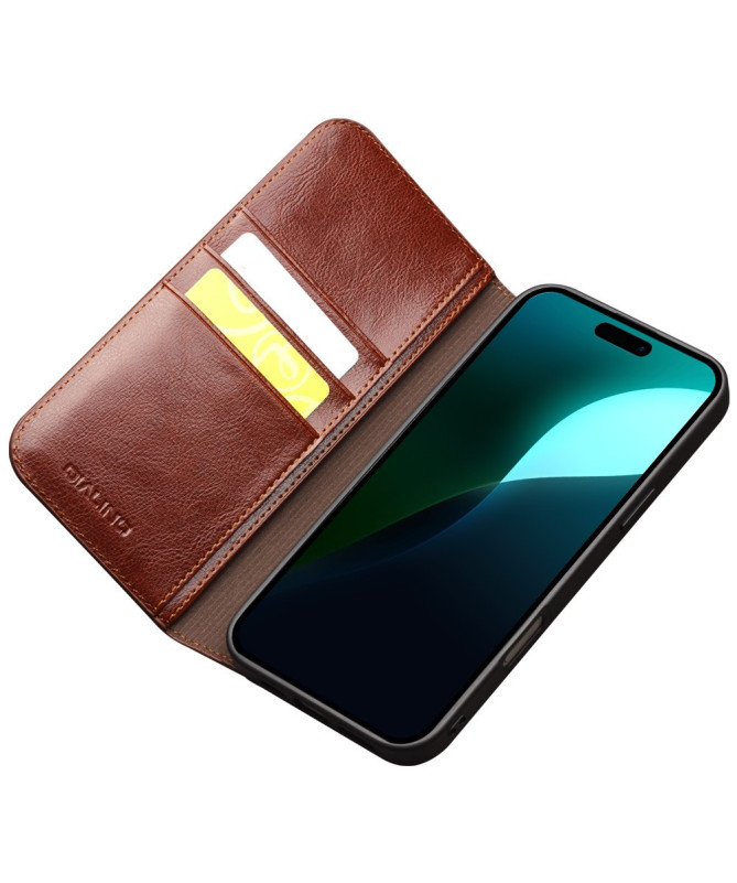 Housse iPhone 16 Plus fait main en cuir véritable