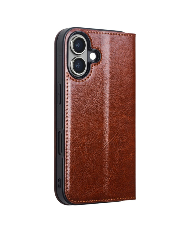 Housse iPhone 16 Plus fait main en cuir véritable