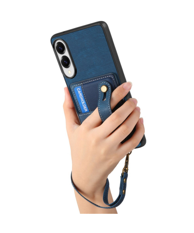 Coque Samsung Galaxy S25 Edge rétro, porte-cartes et sangle support