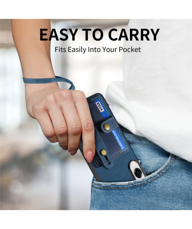 Coque Samsung Galaxy S25 Edge rétro, porte-cartes et sangle support