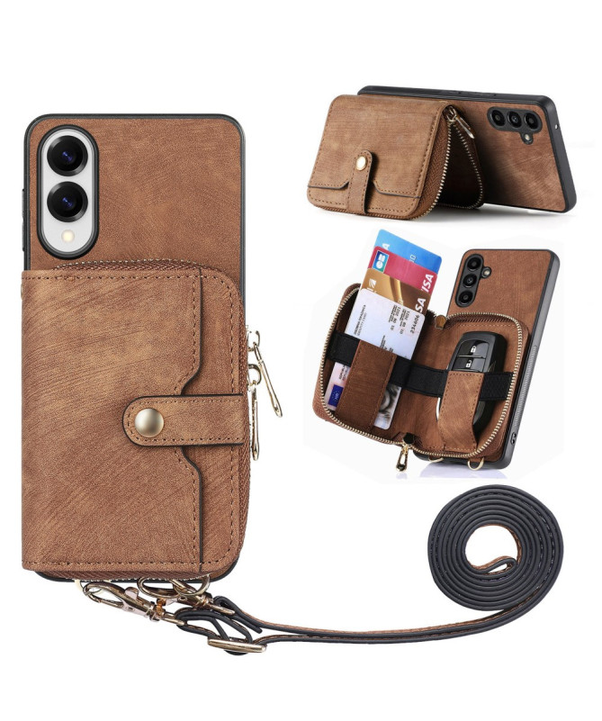 Coque Samsung Galaxy S25 Edge à sangle, fermeture zippée et porte-cart