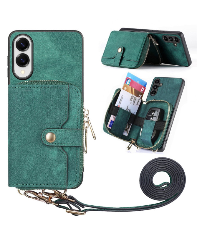 Coque Samsung Galaxy S25 Edge à sangle, fermeture zippée et porte-cart