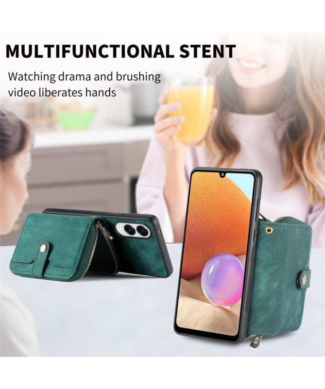 Coque Samsung Galaxy S25 Edge à sangle, fermeture zippée et porte-cart