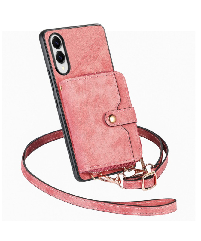 Coque Samsung Galaxy S25 Edge à sangle, fermeture zippée et porte-cart