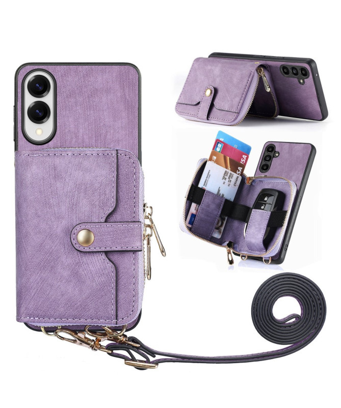 Coque Samsung Galaxy S25 Edge à sangle, fermeture zippée et porte-cart