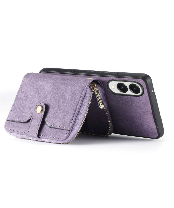 Coque Samsung Galaxy S25 Edge à sangle, fermeture zippée et porte-cart