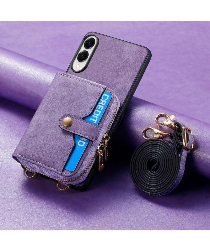 Coque Samsung Galaxy S25 Edge à sangle, fermeture zippée et porte-cart