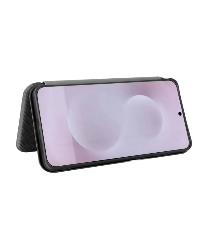 Flip Cover Samsung Galaxy S25 Edge design fibre de carbone