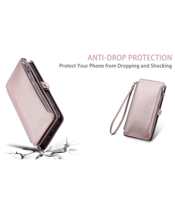 Housse Samsung Galaxy S25 Edge Portefeuille Zippé à Lanière | FLOXA