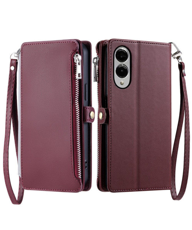 Housse Samsung Galaxy S25 Edge Portefeuille Zippé à Lanière | FLOXA
