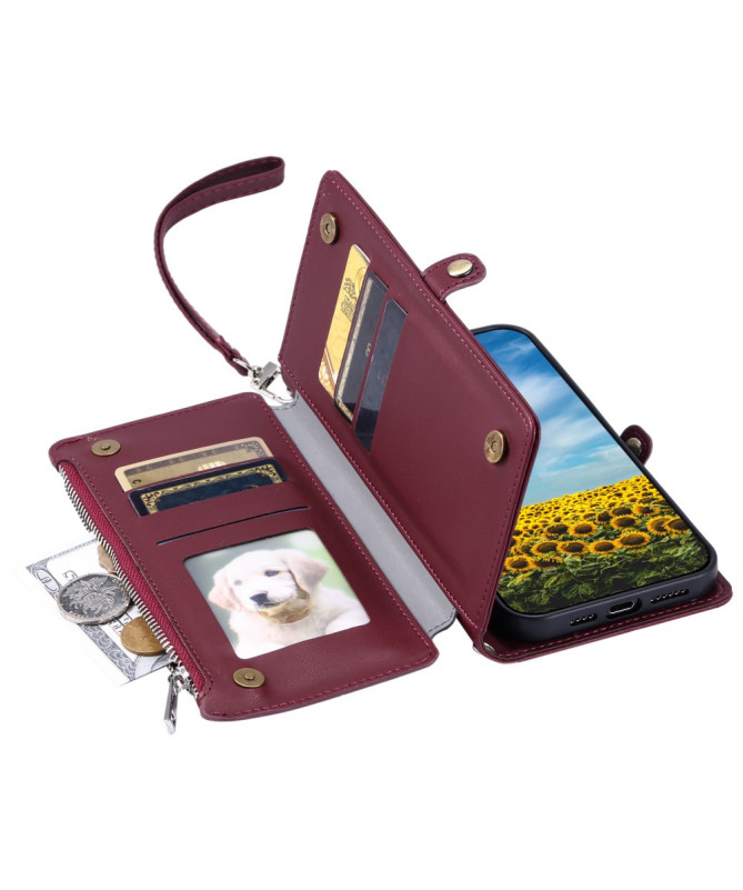 Housse Samsung Galaxy S25 Edge Portefeuille Zippé à Lanière | FLOXA