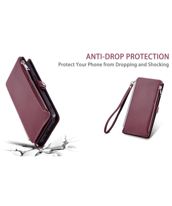 Housse Samsung Galaxy S25 Edge Portefeuille Zippé à Lanière | FLOXA