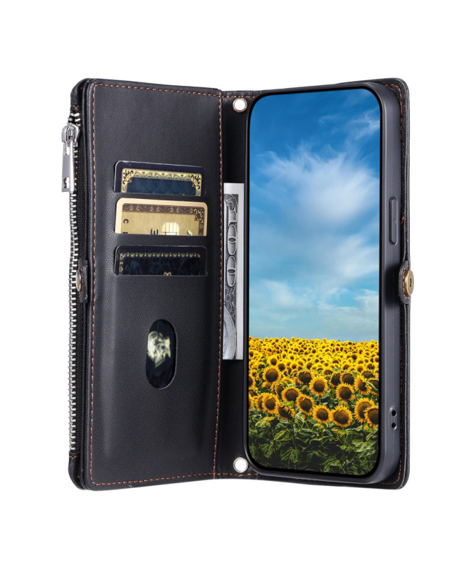 Housse Samsung Galaxy S25 Edge Portefeuille Zippé à Lanière | FLOXA