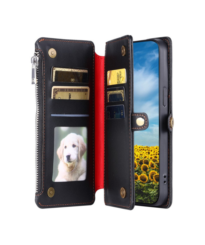 Housse Samsung Galaxy S25 Edge Portefeuille Zippé à Lanière | FLOXA